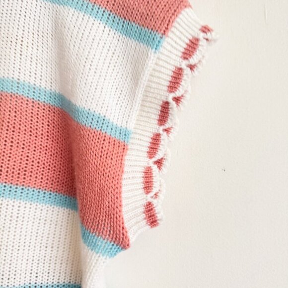 Vintage Striped Knit Short sleeve Top Made in England S - Picture 4 of 8